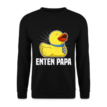 Enten Papa Entenliebhaber Entenhalter Ducks - Unisex Pullover - Schwarz - Vorne - Alina (178cm) & Michal (187cm)