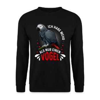 Grau Papagei Bei mir piept´s African Grey - Unisex Pullover - Schwarz - Vorne - Alina (178cm) & Michal (187cm)
