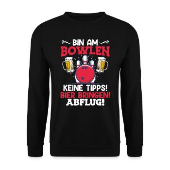 Bowlingspieler Bin am Bowlen Bier bringen! Bowler - Unisex Pullover - Schwarz - Vorne - Alina (178cm) & Michal (187cm)