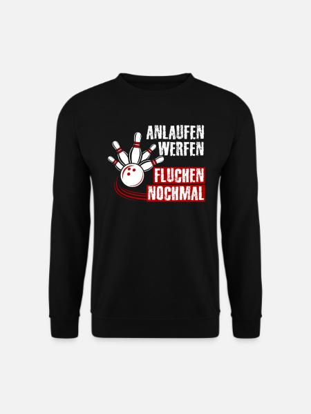 Bowling Shirt Anlaufen Werfen Fluchen Nochmal - Unisex Pullover - Schwarz