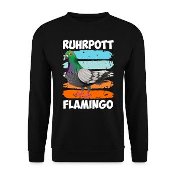 Ruhrpott Flamingo Taubenliebhaber Tauben - Unisex Pullover - Schwarz - Vorne - Alina (178cm) & Michal (187cm)