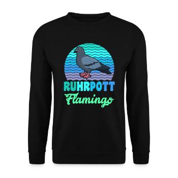 Ruhrpott Flamingo Taubenfreunde Tauben Fan - Unisex Pullover - Schwarz - Vorne - Alina (178cm) & Michal (187cm)