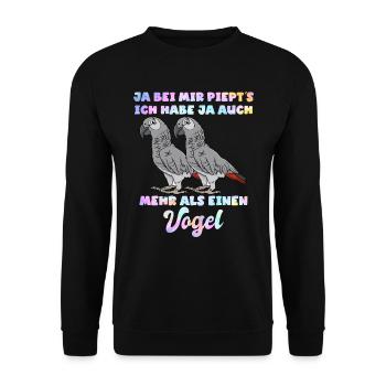Graupapageien Ja, bei mir piept´s Vogelliebhaber - Unisex Pullover - Schwarz - Vorne - Alina (178cm) & Michal (187cm)