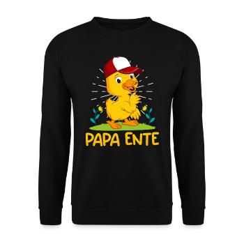 Papa Ente Entenliebhaber Männer Shirt - Unisex Pullover - Schwarz - Vorne - Alina (178cm) & Michal (187cm)