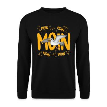 Moin Moin Moin Norddeutschland Shirt Vogelfreund - Unisex Pullover - Schwarz - Vorne - Alina (178cm) & Michal (187cm)