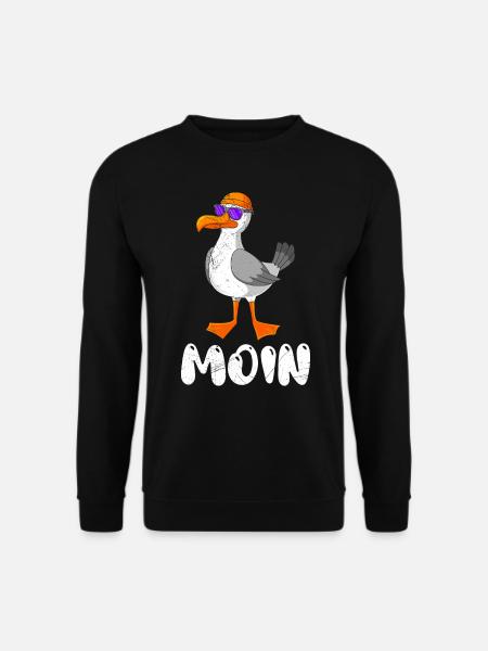 Moin Möwe Norddeutschland Plattdeutsch Möwen - Unisex Pullover - Schwarz