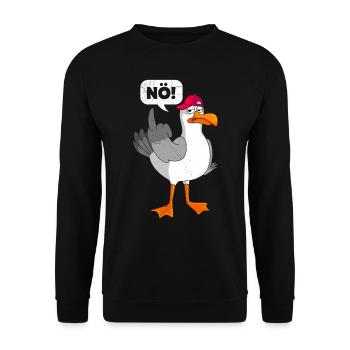 Möwen Nö! sture Möwe Seevogel Seagull - Unisex Pullover - Schwarz - Vorne - Alina (178cm) & Michal (187cm)