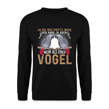 Grau Papagei Bei mir piept´s African Grey - Unisex Pullover - Schwarz - Vorne - Alina (178cm) & Michal (187cm)