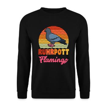 Ruhrpott Flamingo Taubenfreunde Tauben Fan - Unisex Pullover - Schwarz - Vorne - Alina (178cm) & Michal (187cm)