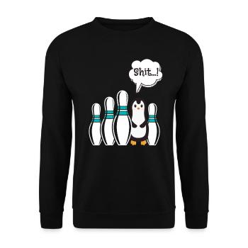 Bowling Lustig Pinguin Shit...! Bowlingbahn - Unisex Pullover - Schwarz - Vorne - Alina (178cm) & Michal (187cm)