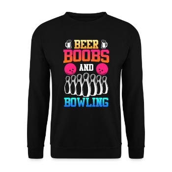 Bowling Beer Boobs and Bowling Beer Fan - Unisex Sweatshirt - black - Front - Alina (178cm) & Michal (187cm)
