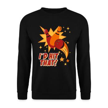 Bowlingspieler I´d Hit That! Bowlingbahn Bowling - Unisex Pullover - Schwarz - Vorne - Alina (178cm) & Michal (187cm)