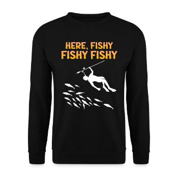 Spearfisher Harpoon Here Fishy Fish Hunt - Unisex Sweatshirt - black - Front - Alina (178cm) & Michal (187cm)