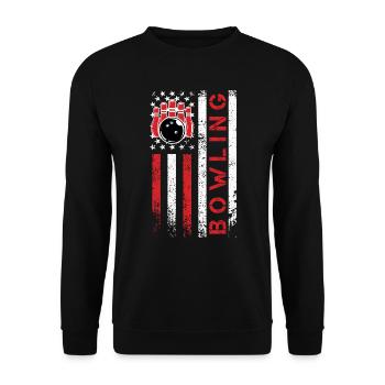 Bowling USA Bowling Player America Flag Shirt - Unisex Sweatshirt - black - Front - Alina (178cm) & Michal (187cm)