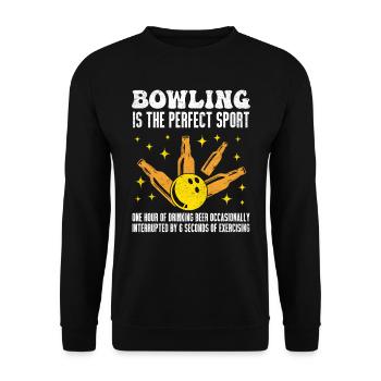 Bowling It ́s like Workout Bierfan Bowlingspieler - Unisex Sweatshirt - black - Front - Alina (178cm) & Michal (187cm)