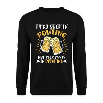Bowling Player I may Suck in Bowling Beer Fan - Unisex Sweatshirt - black - Front - Alina (178cm) & Michal (187cm)