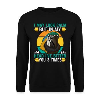 Ara Parrot I may look Calm but in my Head Macaw - Unisex Sweatshirt - black - Front - Alina (178cm) & Michal (187cm)