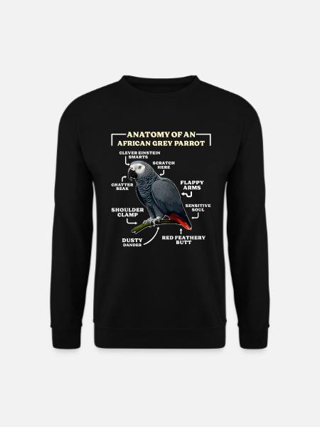 Grau Papagei Anatomy of an African Grey Parrot - Unisex Pullover - Schwarz