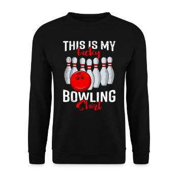 Bowling Outfit This is my Lucky Bowling Shirt - Unisex Sweatshirt - black - Front - Alina (178cm) & Michal (187cm)