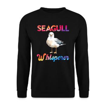 Mouettes, Chuchoteurs d’oiseaux, Amateurs d’oiseaux, Oiseaux marins, Mouettes - Sweat-shirt Unisexe - noir - Devant - Alina (178cm) & Michal (187cm)