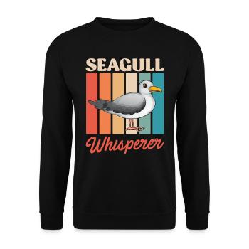 Seagull Whisperer Vogelliebhaber Seevogel - Unisex Pullover - Schwarz - Vorne - Alina (178cm) & Michal (187cm)