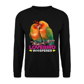 Lovebird Whisperer Bird Lover - Unisex Sweatshirt - black - Front - Alina (178cm) & Michal (187cm)