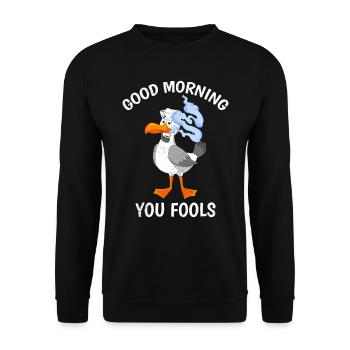 Moin ihr Spacken Seagulls Bird lovers Seagull - Unisex Sweatshirt - black - Front - Alina (178cm) & Michal (187cm)