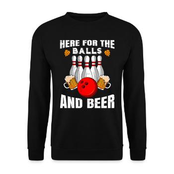 Bowling Here for the Balls and Beer Bierfan - Unisex Sweatshirt - black - Front - Alina (178cm) & Michal (187cm)