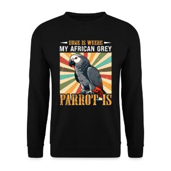 La maison est l’endroit où mon perroquet gris est gris africain - Sweat-shirt Unisexe - noir - Devant - Alina (178cm) & Michal (187cm)