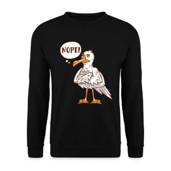 Mouettes NOPE! Chemise basse allemande pour les amoureux des oiseaux - Sweat-shirt Unisexe - noir - Devant - Alina (178cm) & Michal (187cm)