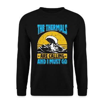 Paragliders Thermals are Calling I must Go - Unisex Sweatshirt - black - Front - Alina (178cm) & Michal (187cm)