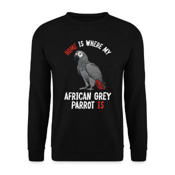 La maison est l’endroit où mon perroquet gris est amoureux des oiseaux - Sweat-shirt Unisexe - noir - Devant - Alina (178cm) & Michal (187cm)