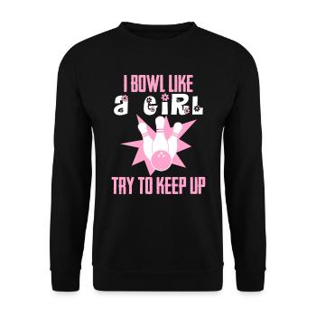 Bowling Damen I do Bowl like a Girl Shirt - Unisex Pullover - Schwarz - Vorne - Alina (178cm) & Michal (187cm)