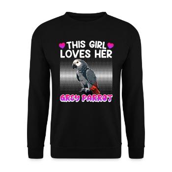 Cette fille aime ses filles perroquets gris - Sweat-shirt Unisexe - noir - Devant - Alina (178cm) & Michal (187cm)