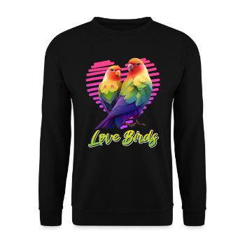 Lovebird Parrots Love Birds Bird Friend - Unisex Sweatshirt - black - Front - Alina (178cm) & Michal (187cm)