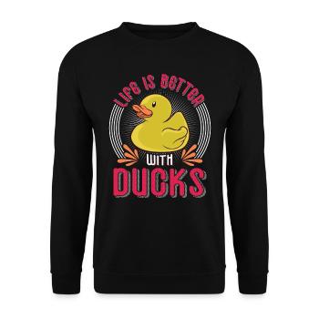 La vie des éleveurs de canards est meilleure avec Ducks Duck Fan - Sweat-shirt Unisexe - noir - Devant - Alina (178cm) & Michal (187cm)
