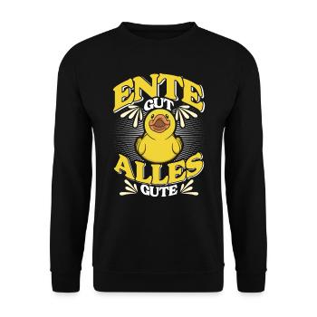 Ente gut Alles gut Entenliebhaber Entchen - Unisex Pullover - Schwarz - Vorne - Alina (178cm) & Michal (187cm)