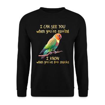 Liebesvögel I can see you when you´re Eating - Unisex Pullover - Schwarz - Vorne - Alina (178cm) & Michal (187cm)