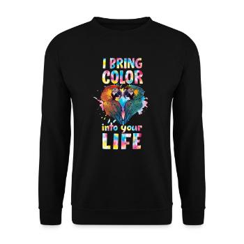 Macaw Parrot I bring Color into your Life Parrots - Unisex Sweatshirt - black - Front - Alina (178cm) & Michal (187cm)