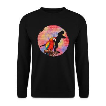 Ara Dinosaurier Fan Papagei Vogelliebhaber - Unisex Pullover - Schwarz - Vorne - Alina (178cm) & Michal (187cm)