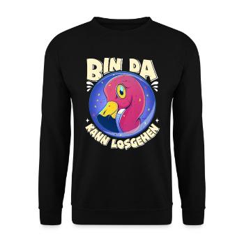 Fête Flamingo Je suis prêt à partir Femmes - Sweat-shirt Unisexe - noir - Devant - Alina (178cm) & Michal (187cm)