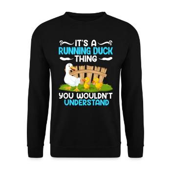 Running Ducks It ́s a Running Duck Thing Duck Lover - Unisex Sweatshirt - black - Front - Alina (178cm) & Michal (187cm)