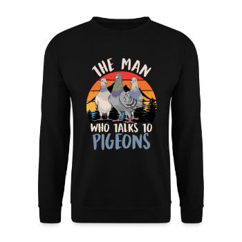 Hommes L’homme qui parle aux pigeons - Sweat-shirt Unisexe - noir - Devant - Alina (178cm) & Michal (187cm)