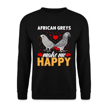 Les Gris d’Afrique me rendent heureux Perroquets gris - Sweat-shirt Unisexe - noir - Devant - Alina (178cm) & Michal (187cm)