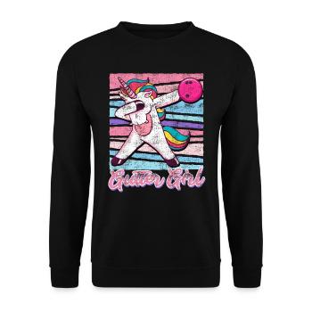 Bowling Women Gutter Girl Unicorn Fan Bowler - Unisex Sweatshirt - black - Front - Alina (178cm) & Michal (187cm)
