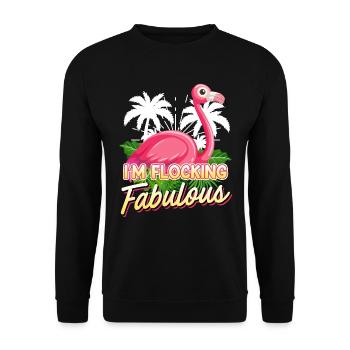 Flamingo Women I ́m Flocking Fabulous pink Girls - Unisex Sweatshirt - black - Front - Alina (178cm) & Michal (187cm)