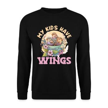 Vogelliebhaber My Kids have Wings Finkenvogel - Unisex Pullover - Schwarz - Vorne - Alina (178cm) & Michal (187cm)