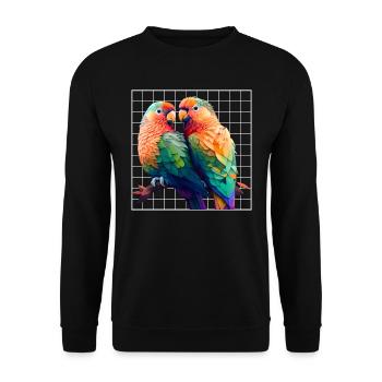 Lovebird Parrots Love Birds Bird Friend - Unisex Sweatshirt - black - Front - Alina (178cm) & Michal (187cm)