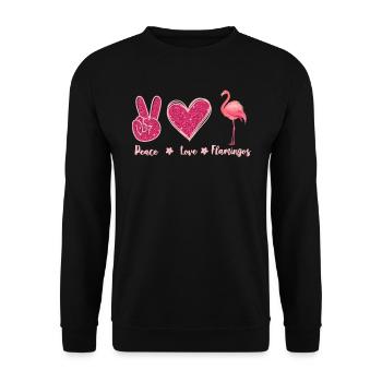 Peace Love Flamingo Flamingo Women Peace Love - Sweat-shirt Unisexe - noir - Devant - Alina (178cm) & Michal (187cm)