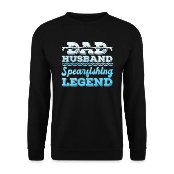 Fischjagd Dad Husband Spearfishing Legend Papa - Unisex Pullover - Schwarz - Vorne - Alina (178cm) & Michal (187cm)